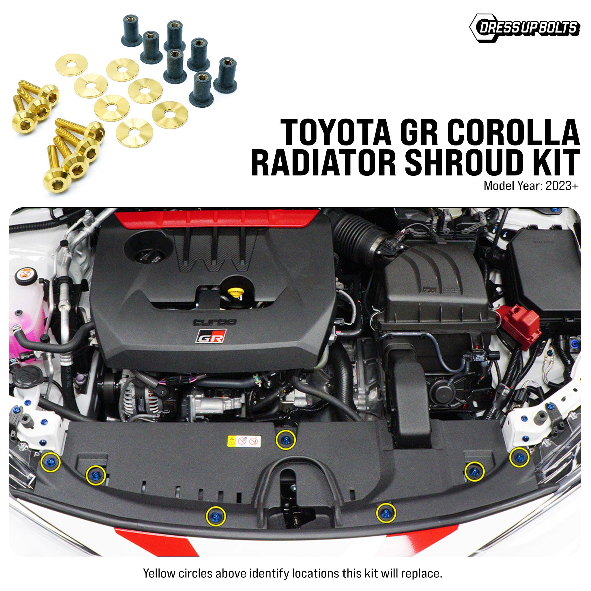 Titanium Hardware Radiator Shroud Kit - Toyota GR Corolla (2023+) - JSI Racing 