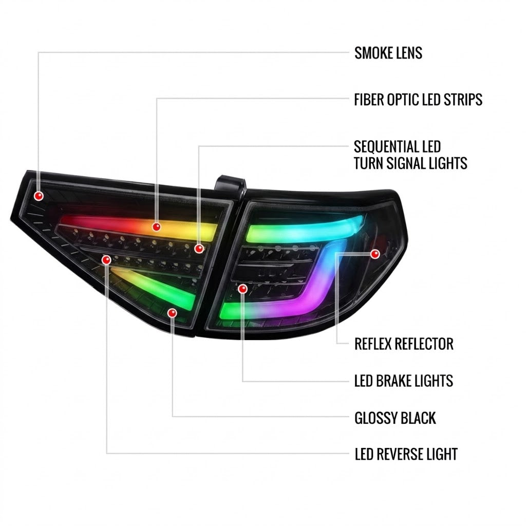 NTXGlow RGB LED Tail Lights for 2008-2014 Subaru WRX / STI Hatchback