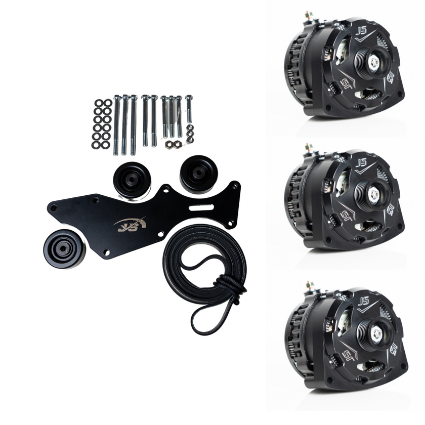 Triple Alternator Bracket Kit – 2000-2013 GM/Chevy Trucks 5.3L, 4.8L, 6.0L, 6.2L V8 (Includes 3 Alternators) - JSI Racing
