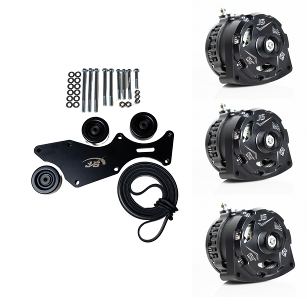 Triple Alternator Bracket Kit – 2000-2013 GM/Chevy Trucks 5.3L, 4.8L, 6.0L, 6.2L V8 (Includes 3 Alternators) - JSI Racing