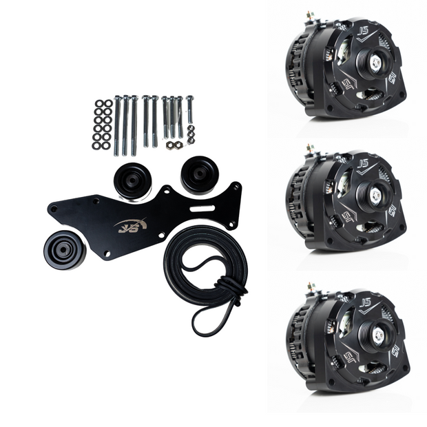 Triple Alternator Bracket Kit – 2000-2013 GM/Chevy Trucks 5.3L, 4.8L, 6.0L, 6.2L V8 (Includes 3 Alternators) - JSI Racing