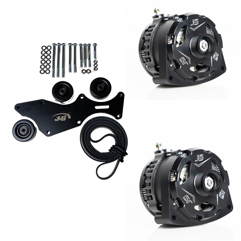 Triple Alternator Bracket Kit – 2000-2013 GM/Chevy Trucks 5.3L, 4.8L, 6.0L, 6.2L V8 (Includes 2 Alternators) - JSI Racing