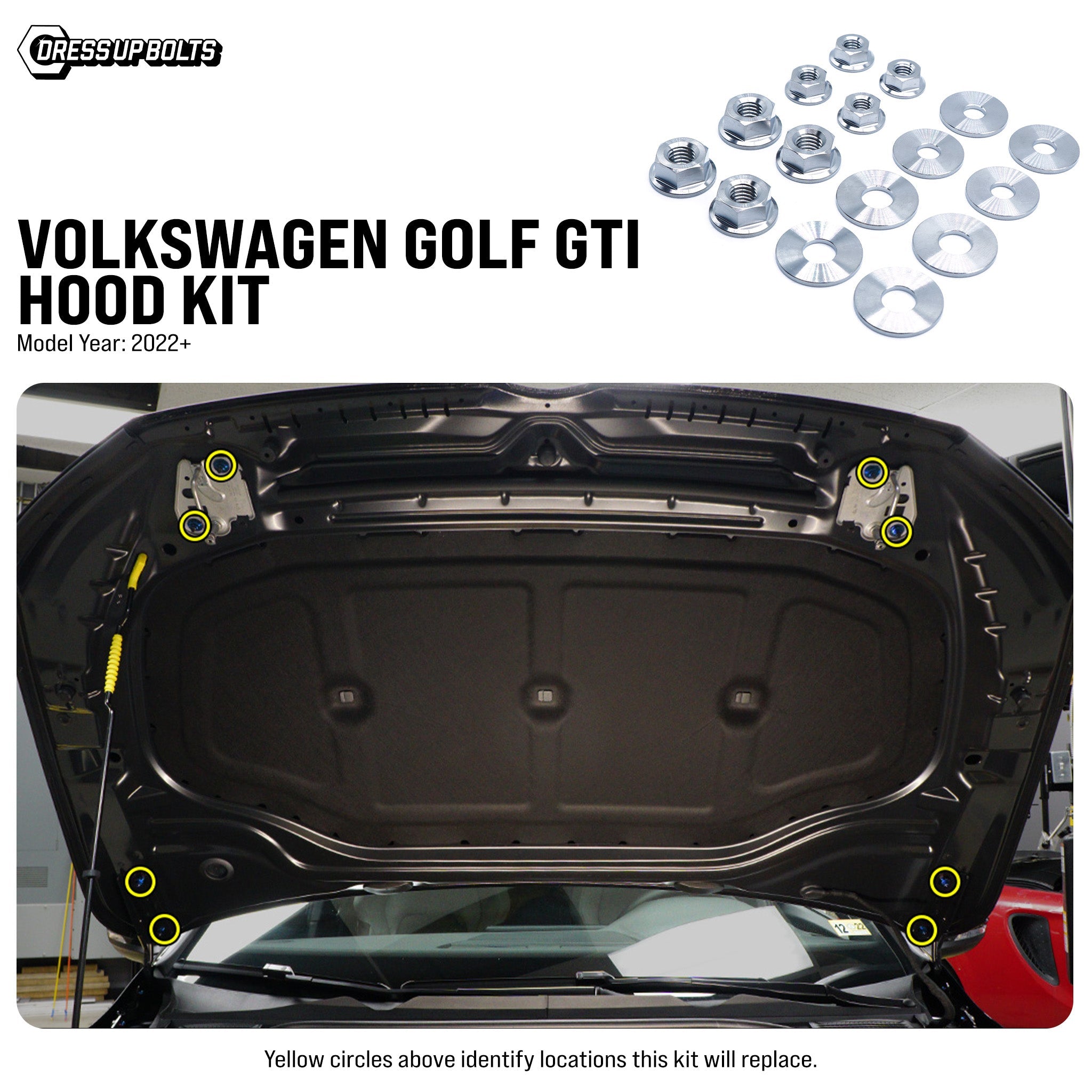 Titanium Hardware Hood Kit - Volkswagen Golf GTI (2022+) - JSI Racing 
