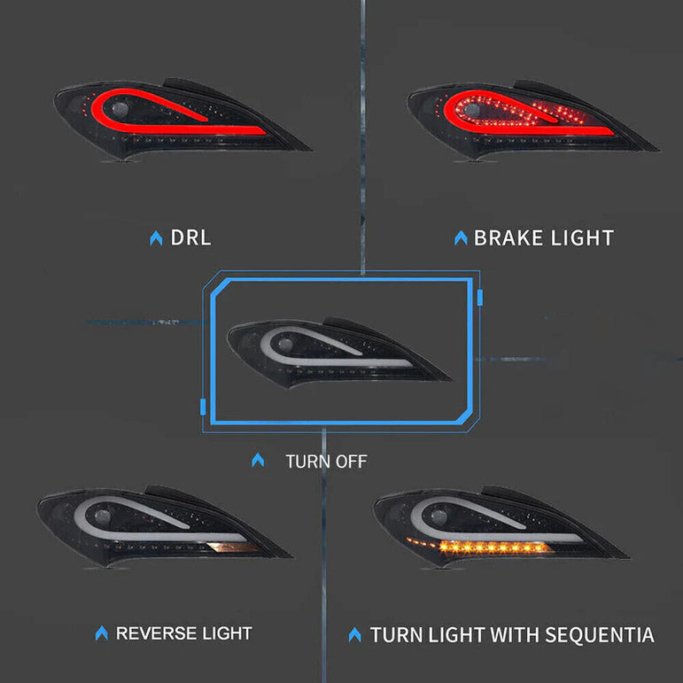 NTXGLOW RGB tail lights (09 - 16 Hyundai genesis coupe bk1) - JSI Racing 