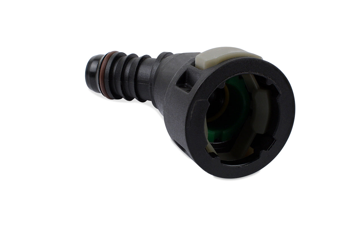 RaceFlux Hose Barb to Female Quick Connect, 45-Degree, Double Button