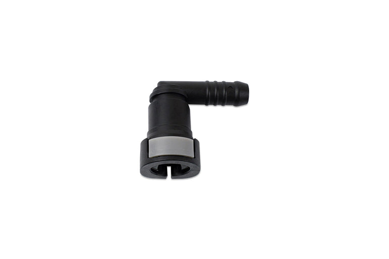 Hose Barb to Female Quick Connect, 90-Degree, Single Button