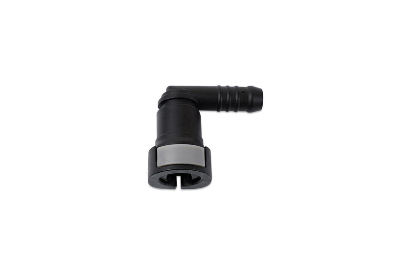Hose Barb to Female Quick Connect, 90-Degree, Single Button