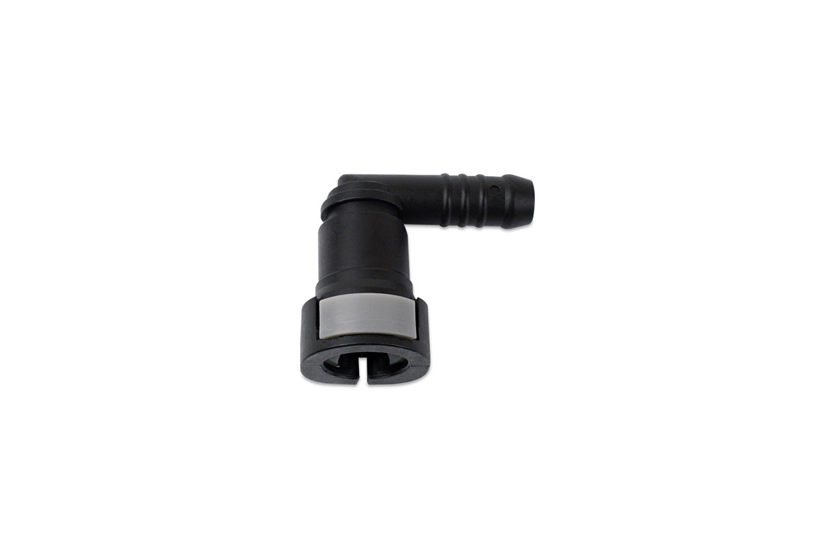 Hose Barb to Female Quick Connect, 90-Degree, Single Button