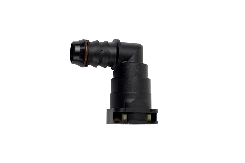 5/8" Hose Barb to 5/8 (15.82mm) Female Quick Connect, 90-Degree, Single Button