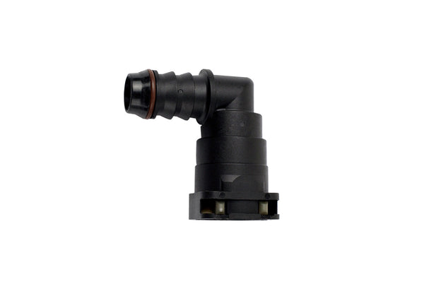 5/8" Hose Barb to 5/8 (15.82mm) Female Quick Connect, 90-Degree, Single Button