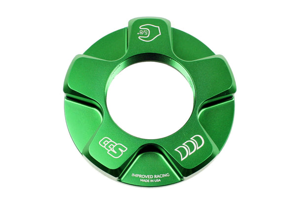 Improved Racing CCS Bracket Nut, Green Anodized Finish