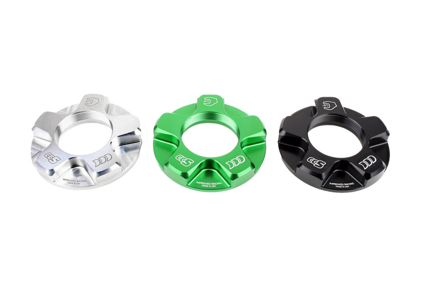 Improved Racing CCS Bracket Nut - Green, Black, and Silver