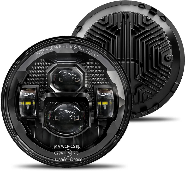 Hwstar 7 Inch Round LED Headlights 600 Brighter Anti Glare Compatible With Jeep Wrangler Jk Jku Tj Lj Chevy Ford Gmc Dodge Mazda Nissan Mack Vw Etc Dot Approved H6024 Hilow Sealed Beam - JSI Racing 