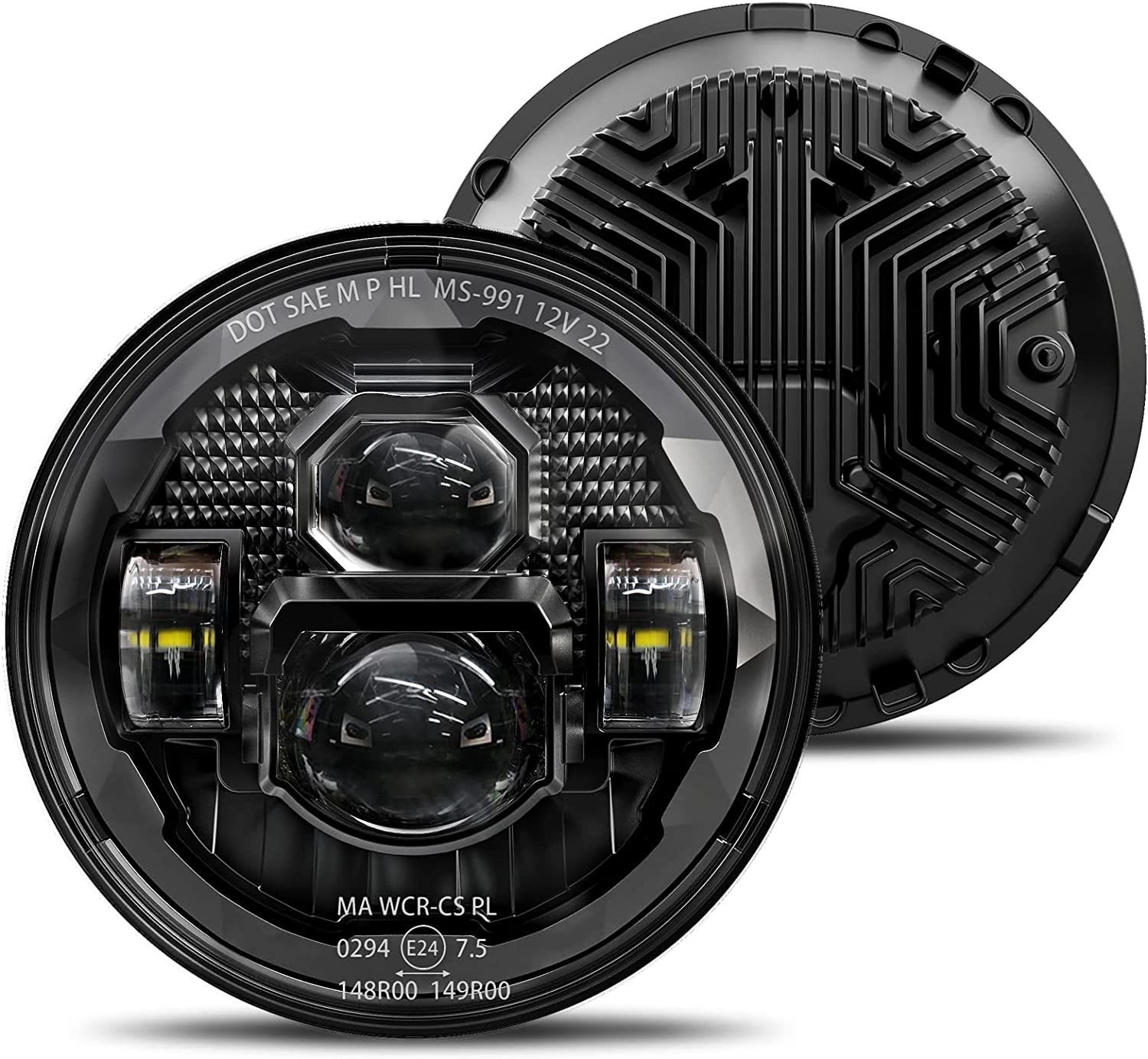 Hwstar 7 Inch Round LED Headlights 600 Brighter Anti Glare Compatible With Jeep Wrangler Jk Jku Tj Lj Chevy Ford Gmc Dodge Mazda Nissan Mack Vw Etc Dot Approved H6024 Hilow Sealed Beam - JSI Racing 