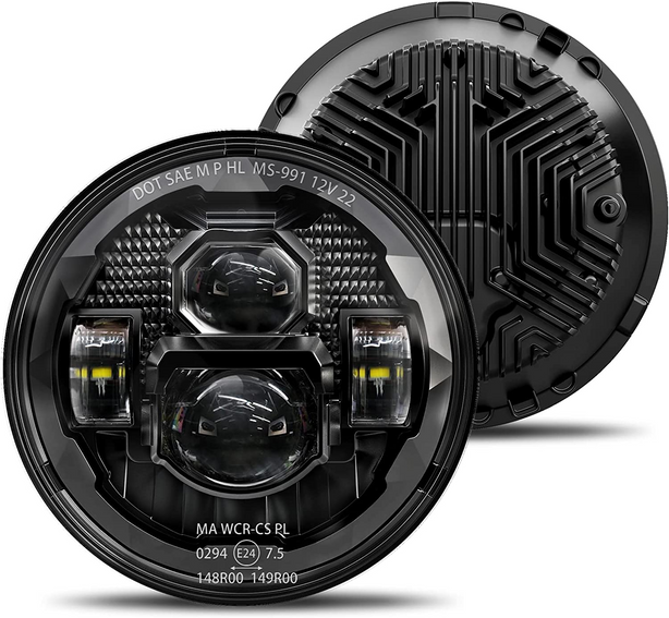 Hwstar 7 Inch Round LED Headlights 600 Brighter Anti Glare Compatible With Jeep Wrangler Jk Jku Tj Lj Chevy Ford Gmc Dodge Mazda Nissan Mack Vw Etc Dot Approved H6024 Hilow Sealed Beam - JSI Racing 