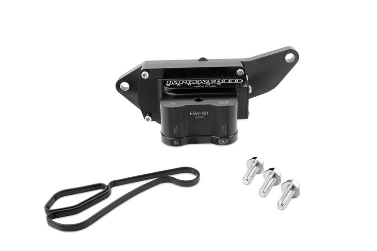 Improved Racing Oil Cooler Adapter for BMW Engines, Bottom-Mount Lines, 200ºF Thermostat