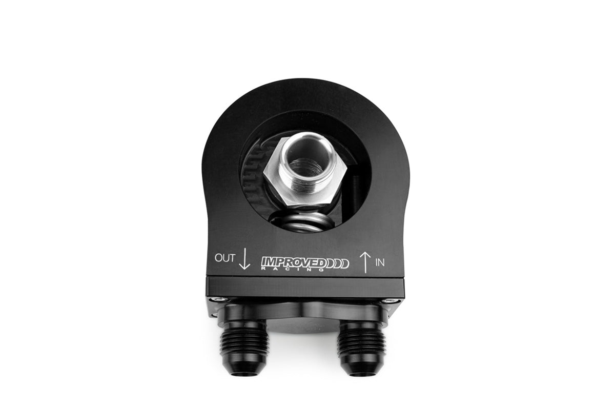 Improved Racing Oil Filter Sandwich Plate with Thermostat for Oil Coolers, -8AN Male Ports, 200ºF