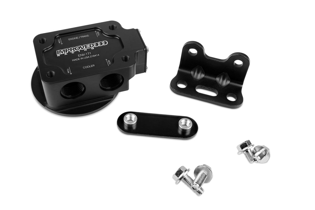 Improved Racing Remote Engine & Transmission Oil Filter Mount with Thermostat, 215ºF