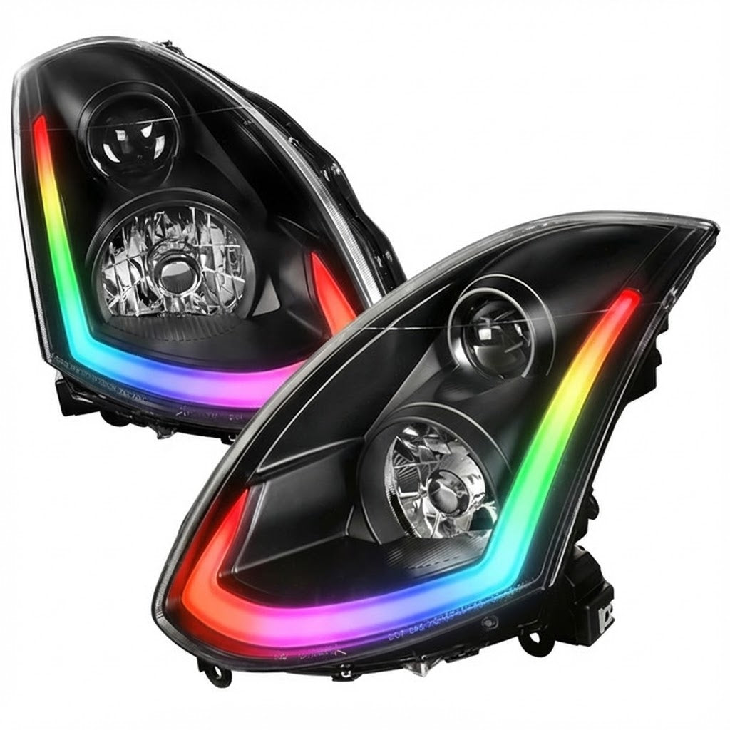 NTXGLOW RGB headlights (2003 - 2007 Infiniti G35 coupe) - JSI Racing 