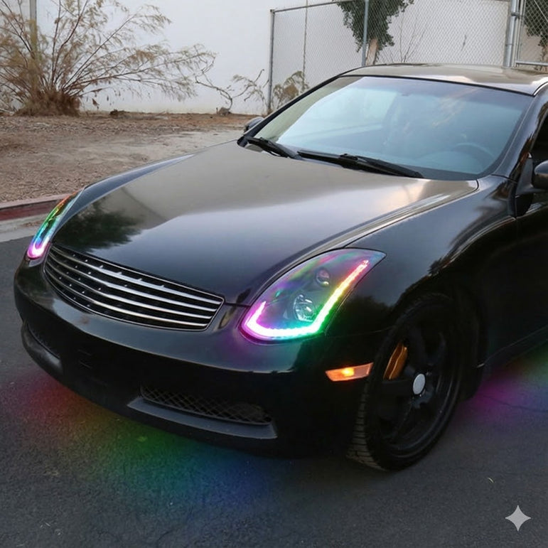 NTXGLOW RGB headlights (2003 - 2007 Infiniti G35 coupe) - JSI Racing 