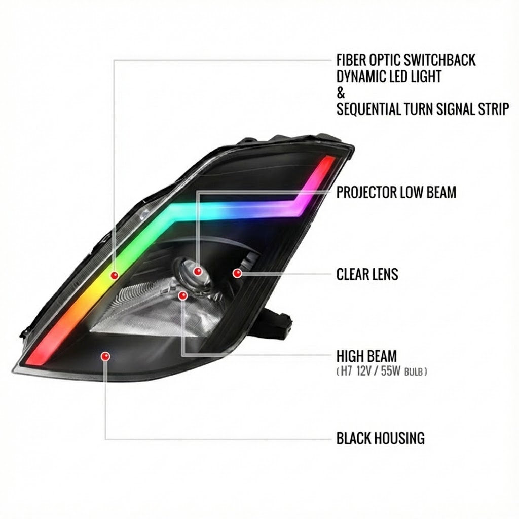 NTXGLOW RGB headlights (2003 - 2005 nissan 350z) - JSI Racing 