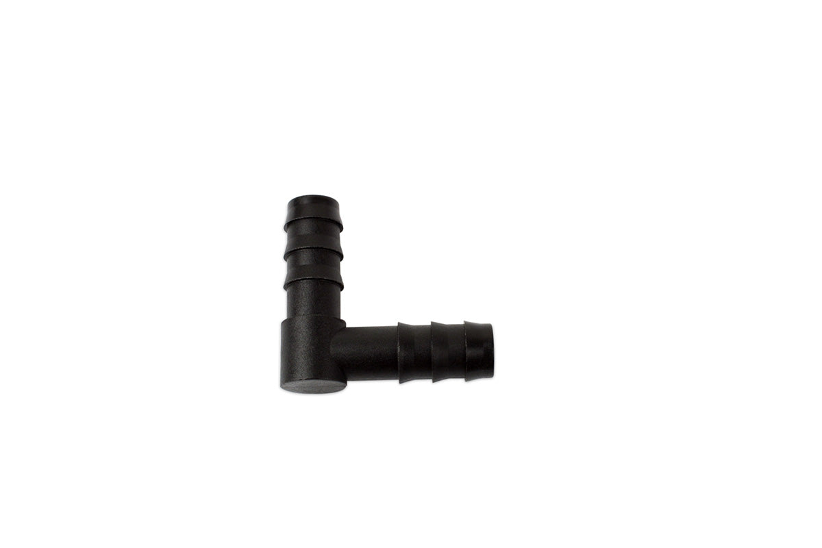 Raceflux 90 Degree Elbow Hose Barb Fitting, Plastic