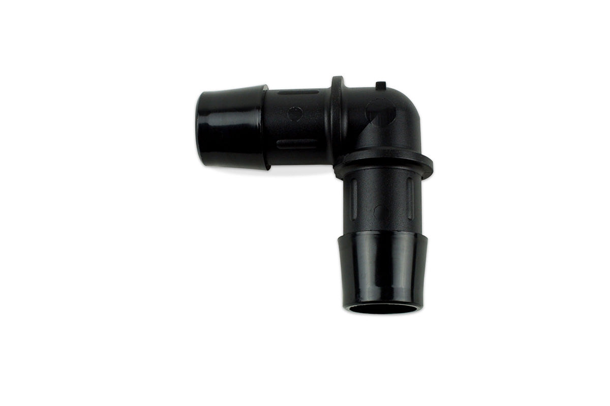 RaceFlux 90-Degree Elbow Hose Barb Fitting, Plastic