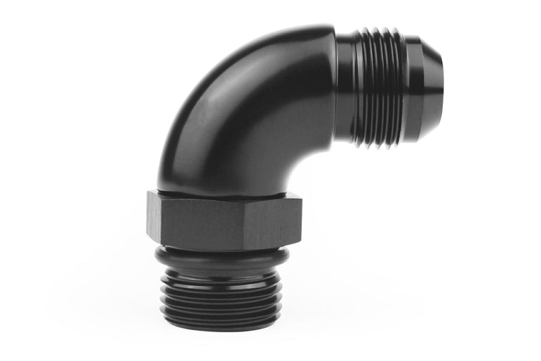 RaceFlux Low-Profile 90-degree AN Male Flare to AN Male O-Ring Fitting