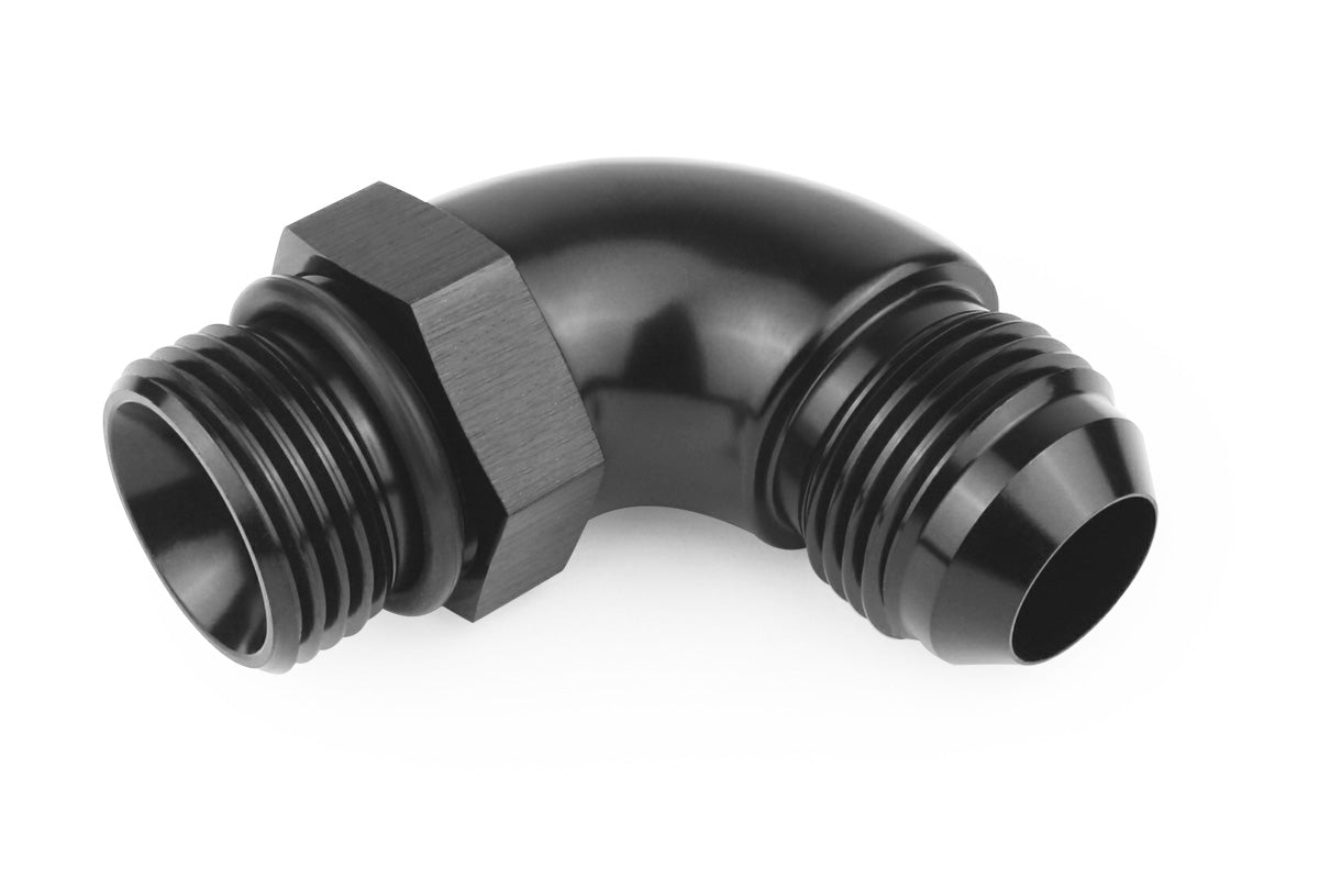 RaceFlux Low-Profile 90-degree AN Male Flare to AN Male O-Ring Fitting