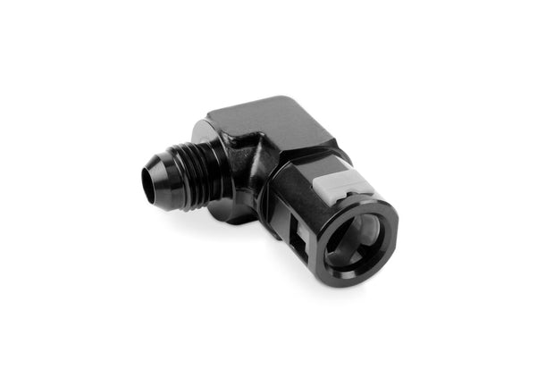 RaceFlux 90 degree AN Male Flare to Quick-Connect Female Plastic Button Adapter Fitting