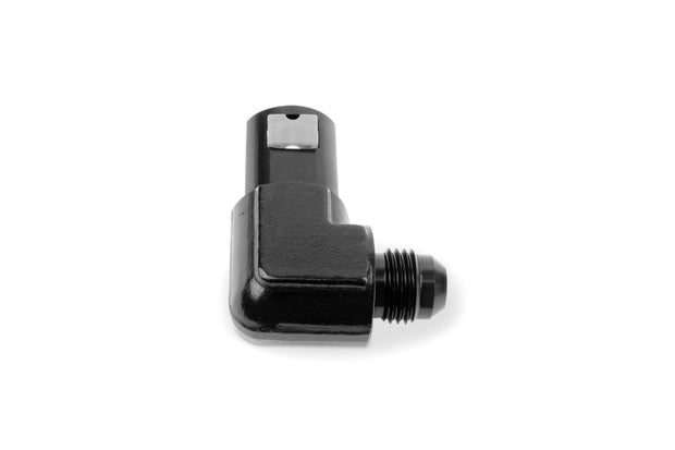 RaceFlux 90 degree AN Male Flare to Quick-Connect Female Plastic Button Adapter Fitting