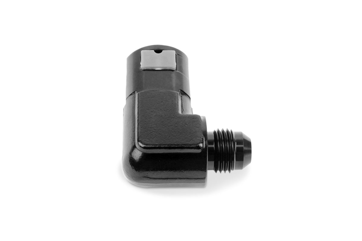 RaceFlux 90 degree AN Male Flare to Quick-Connect Female Plastic Button Adapter Fitting