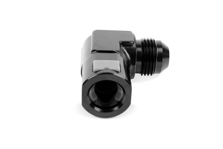 RaceFlux 90 degree AN Male Flare to Quick-Connect Female Plastic Button Adapter Fitting