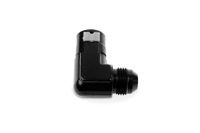 RaceFlux 90 degree AN Male Flare to Quick-Connect Female Plastic Button Adapter Fitting