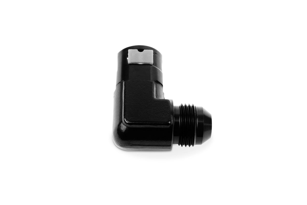 RaceFlux 90 degree AN Male Flare to Quick-Connect Female Plastic Button Adapter Fitting
