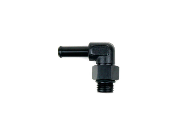 RaceFlux 90-Degree 3/8" Hose Barb to -6AN Male O-Ring Adapter Fitting