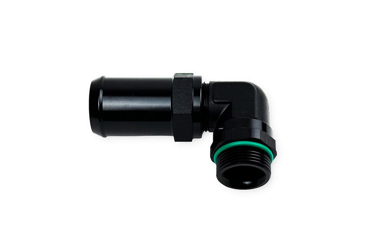 RaceFlux 90-Degree Low-Profile Hose Barb to -16AN O-Ring Boss Adapter Kit