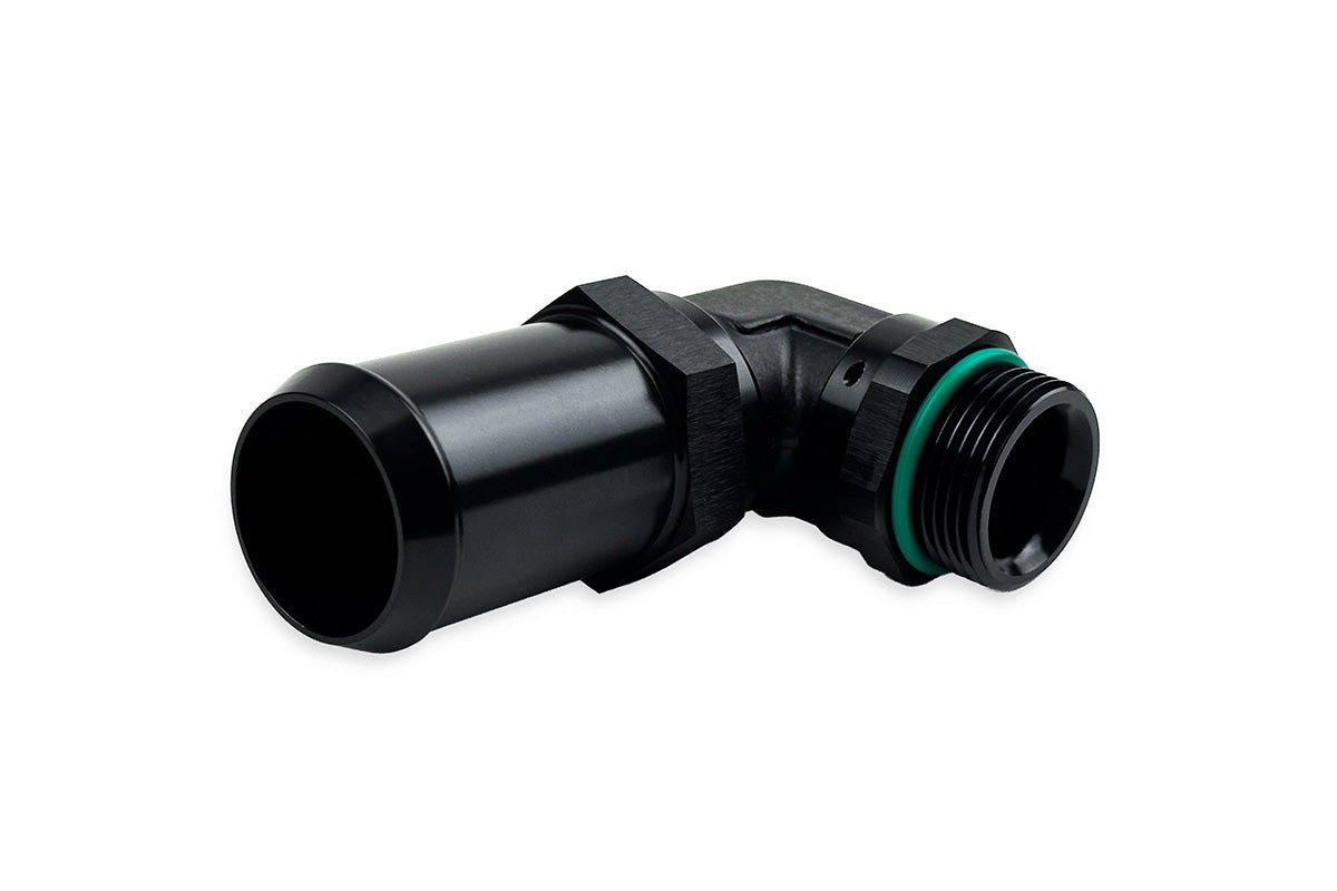 RaceFlux 90-Degree Low-Profile Hose Barb to -16AN O-Ring Boss Adapter Kit