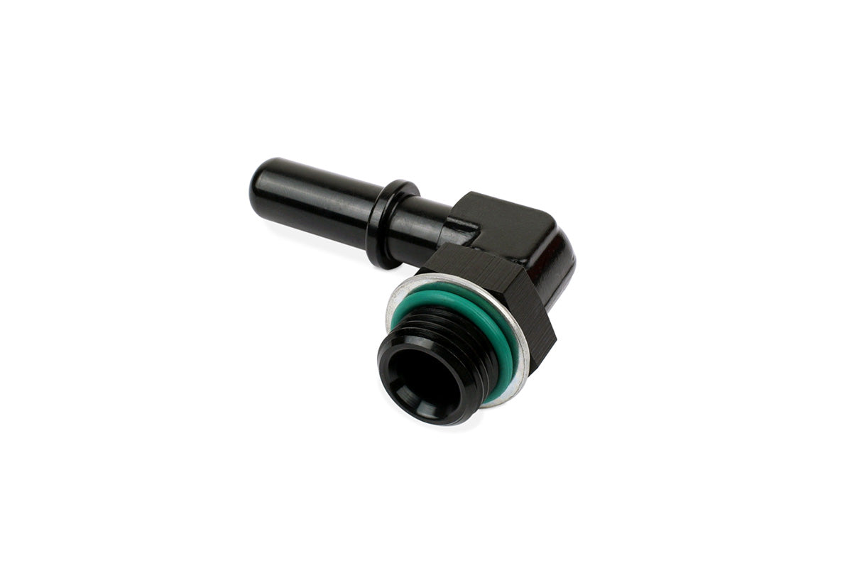 RaceFlux 90° -6AN Male ORB to SAE J2044 Quick Connect Male Tube Adapter Fitting
