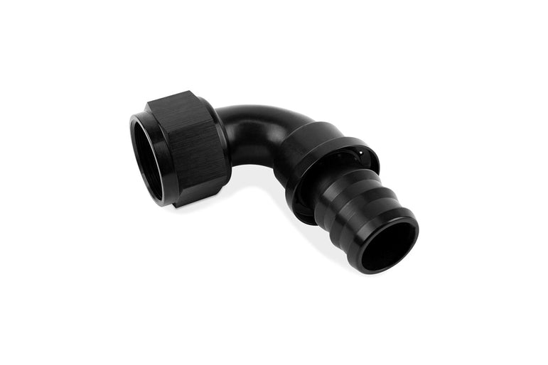 RaceFlux 45-Degree Push-Lock Hose End Fitting, Barb to AN Female