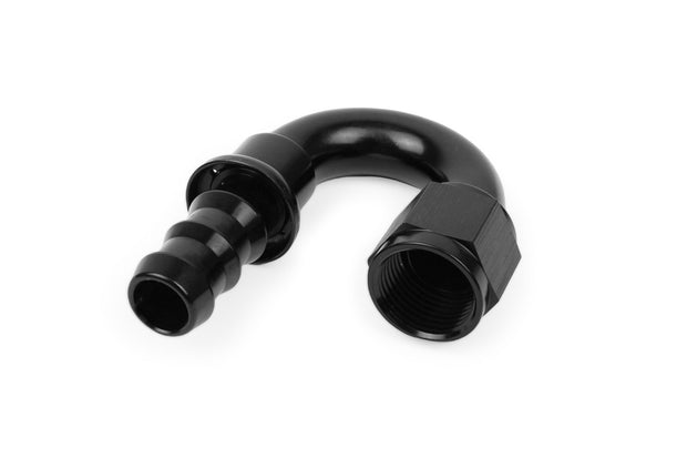 RaceFlux 180-Degree Push-Lock Hose End Fitting, Barb to AN Female