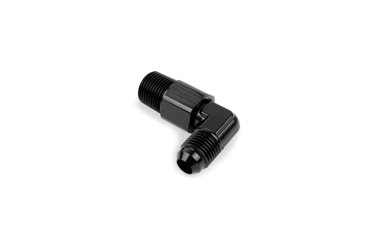 RaceFlux 90-Degree Male NPT to AN Male Flare Adapter Fitting, Swivel