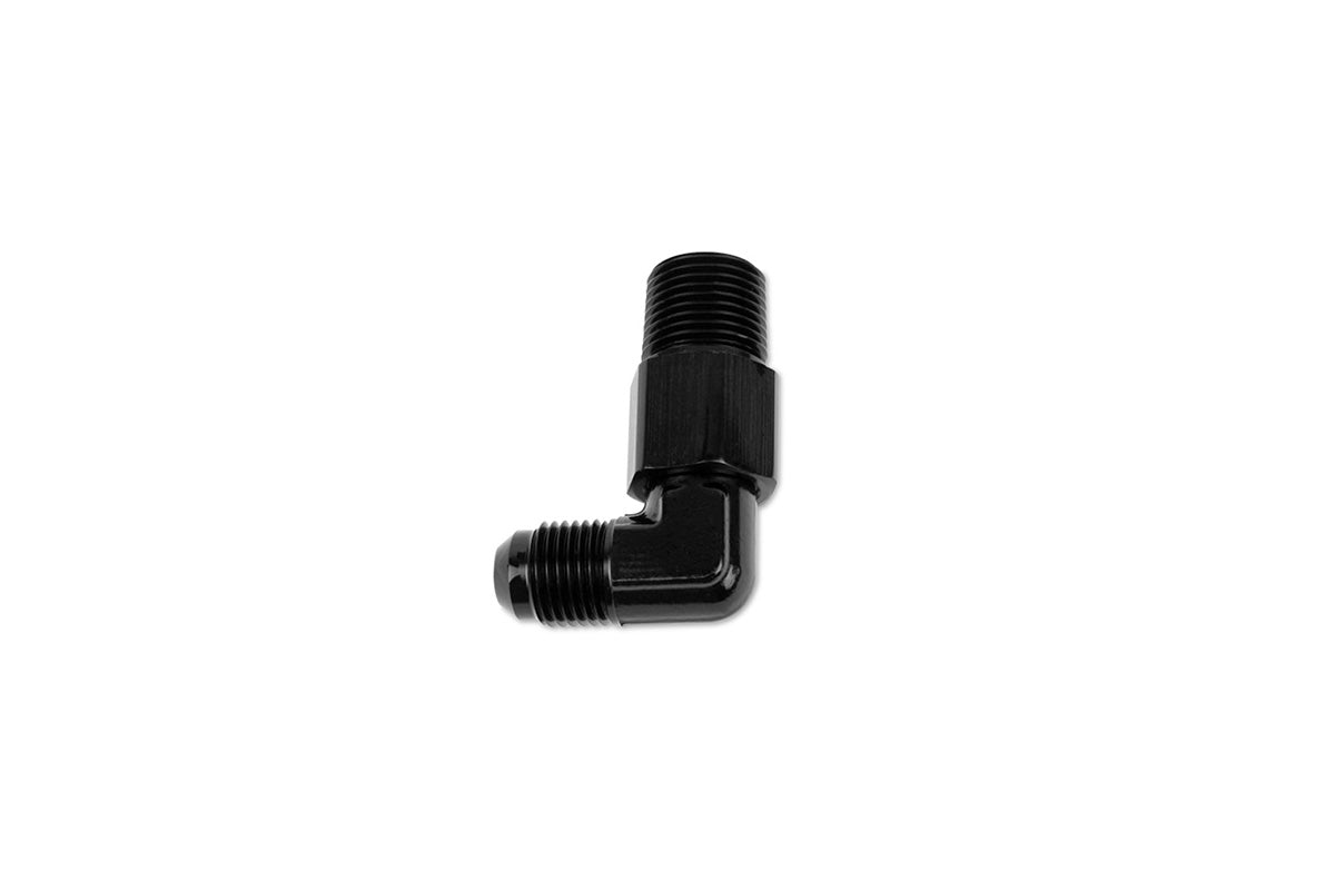 RaceFlux 90-Degree Male NPT to AN Male Flare Adapter Fitting, Swivel