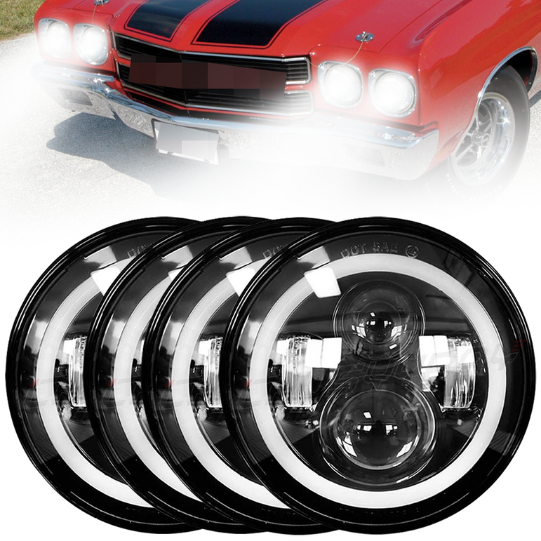 4x Round Projector LED Halo Headlights 5.75
