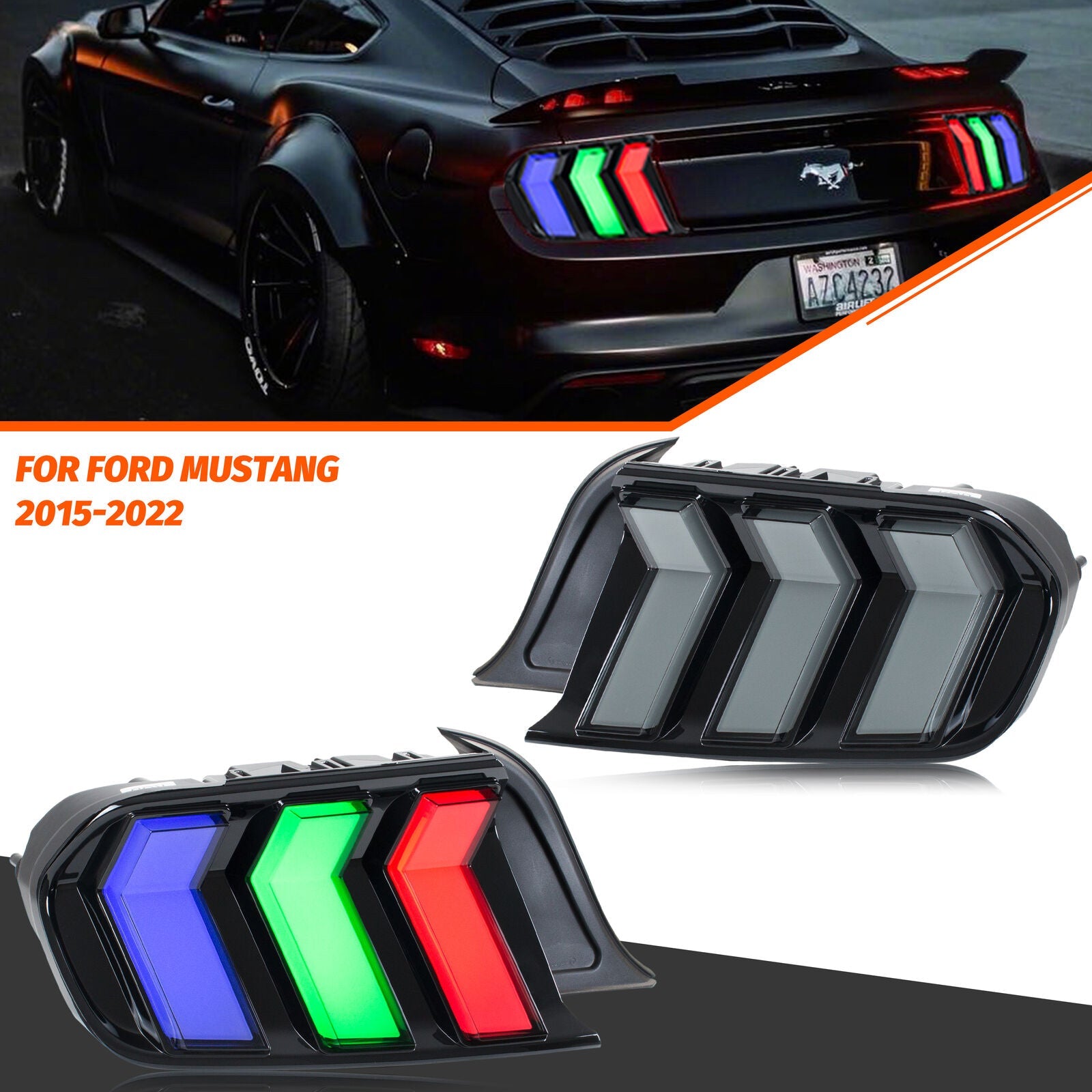 NTXGlow S650 Style RGB Tail Lights (2015-2023 Ford Mustang) - JSI Racing 