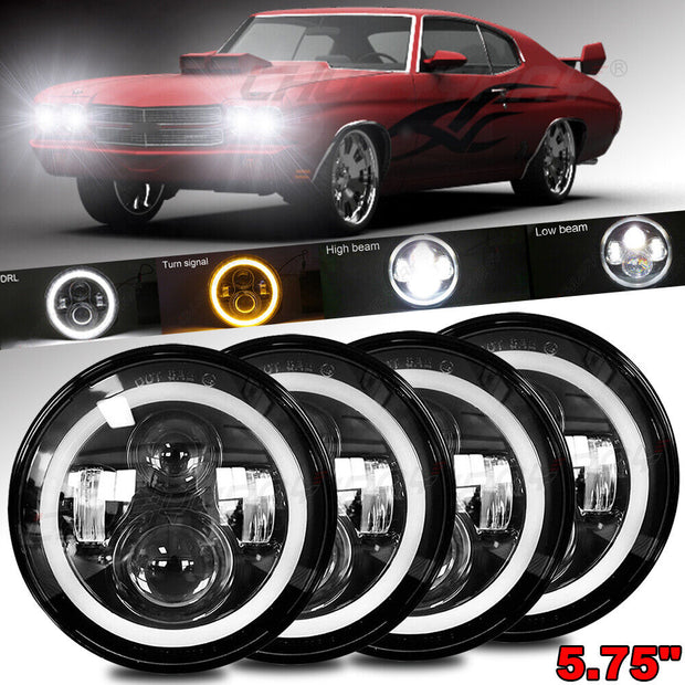 4x Round Projector LED Halo Headlights 5.75" - JSI Racing 