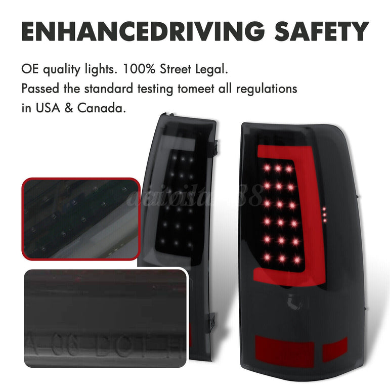 2003-2006 Chevrolet Silverado 1500 LED Tube Smoke Tail Lights - JSI Racing 