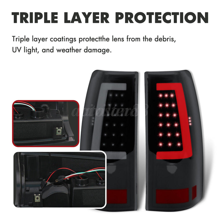 2003-2006 Chevrolet Silverado 1500 LED Tube Smoke Tail Lights - JSI Racing 