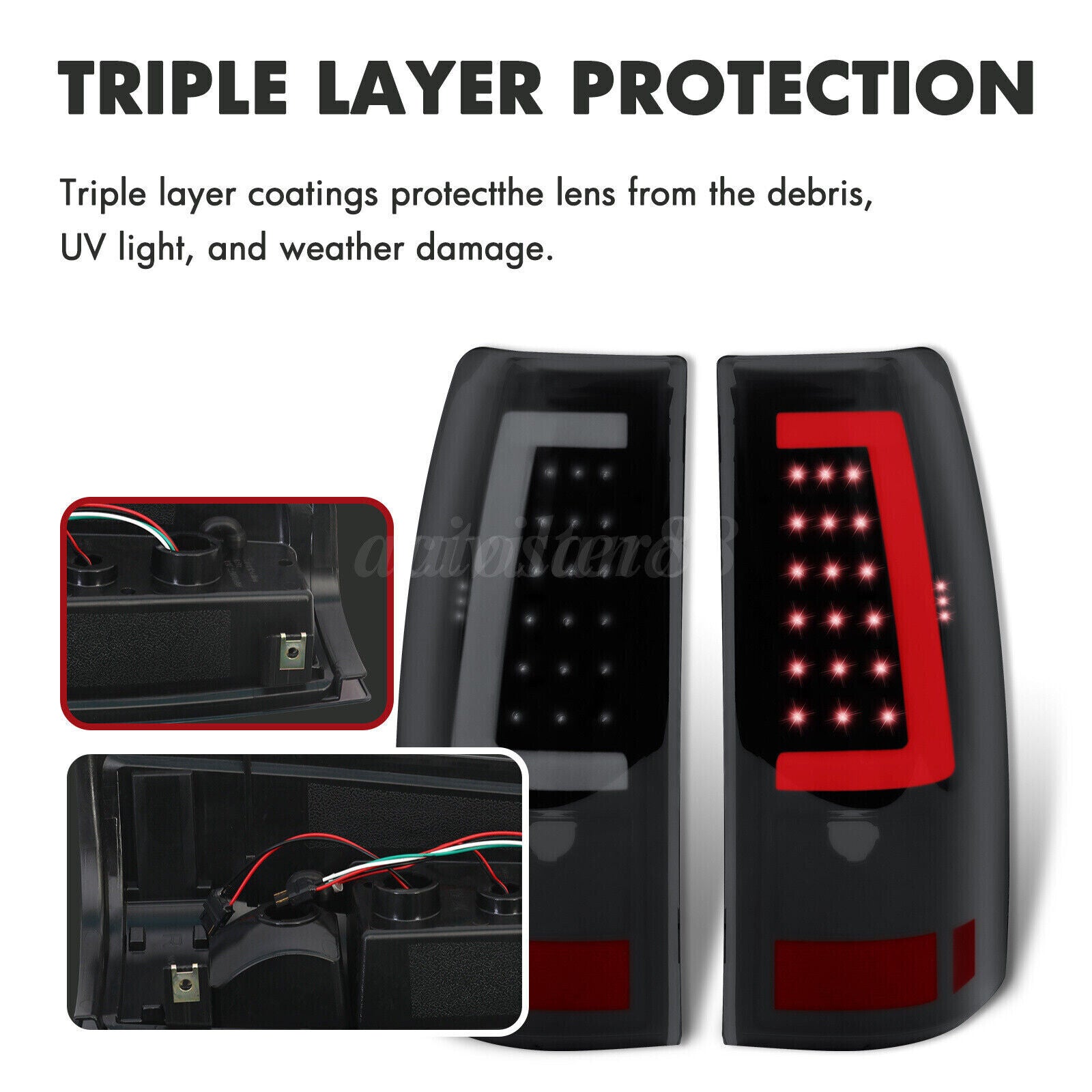 2003-2006 Chevrolet Silverado 1500 LED Tube Smoke Tail Lights - JSI Racing 