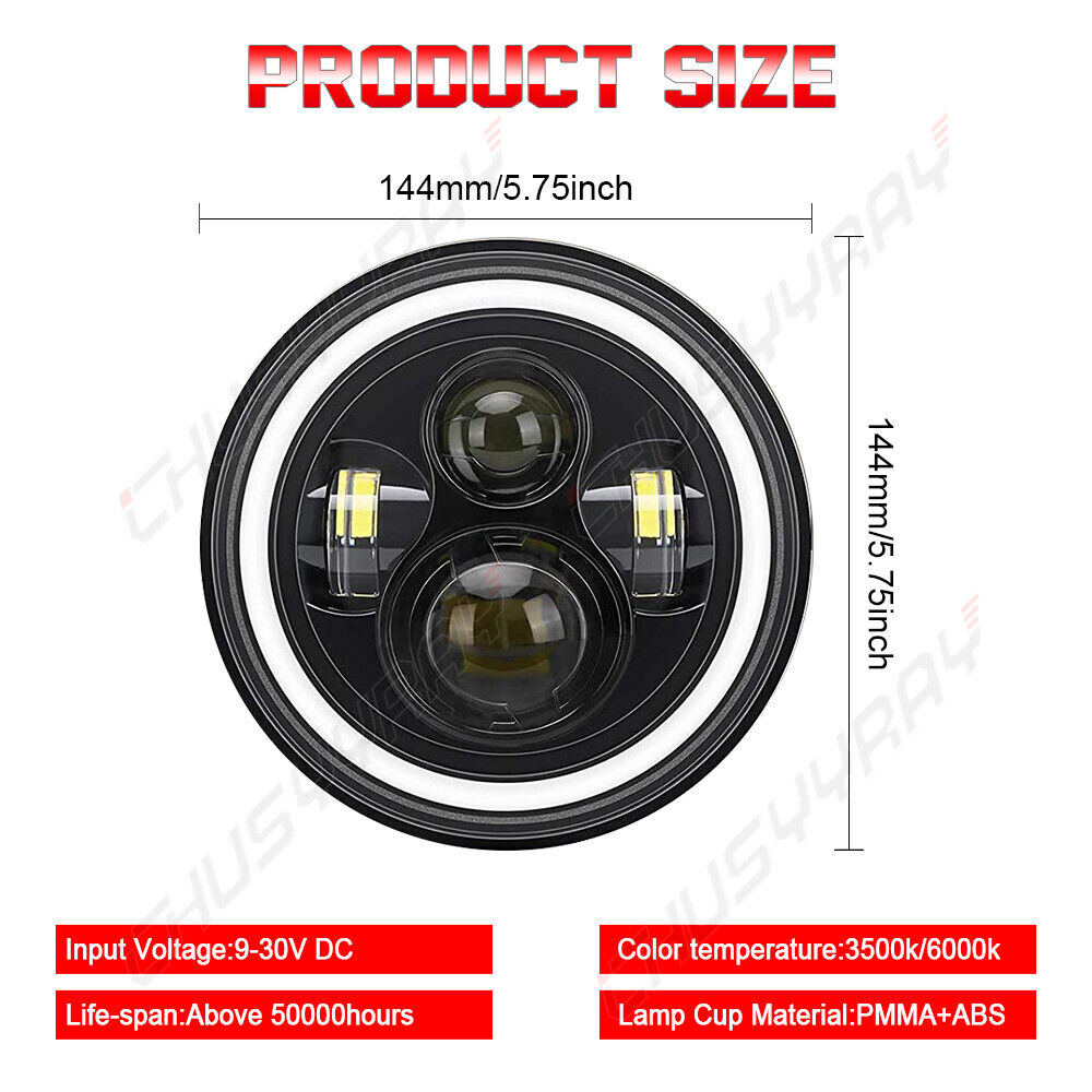 4x Round Projector LED Halo Headlights 5.75